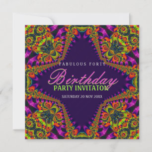 Psychedelic Fun Fabulous 40 Event Party Invitation