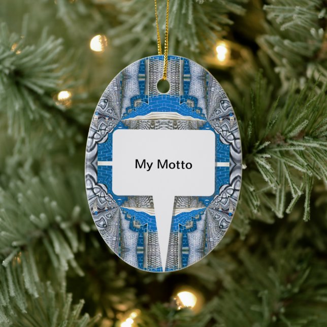 Psychedelic Fun Fractal Pattern & Text Ceramic Tree Decoration (Tree)