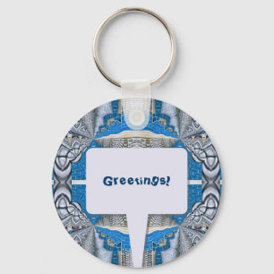 Psychedelic Fun Fractal Pattern & Text Key Ring