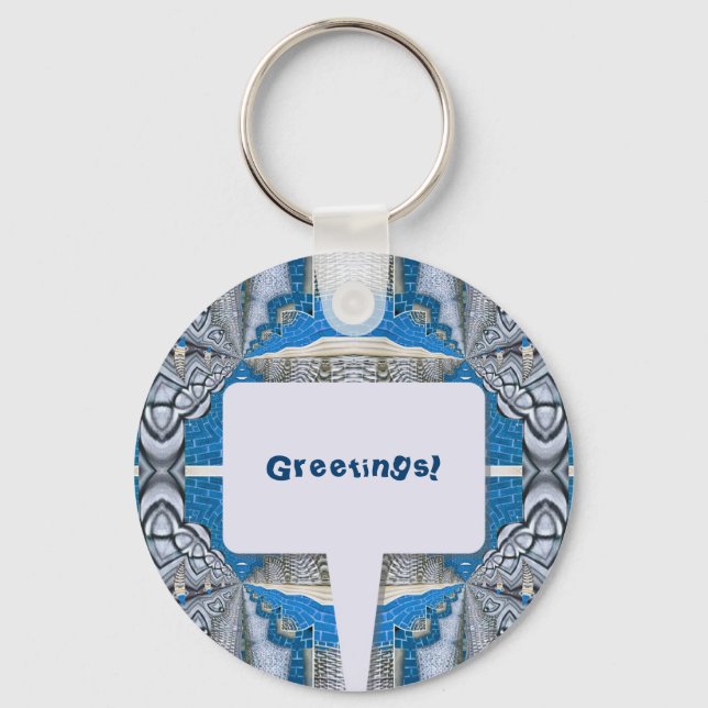 Psychedelic Fun Fractal Pattern & Text Key Ring (Front)