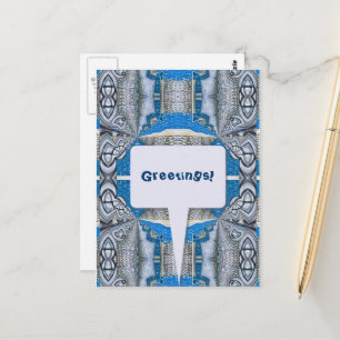 Psychedelic Fun Fractal Pattern & Text Postcard