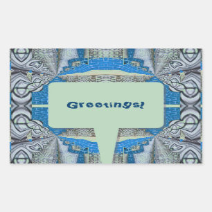 Psychedelic Fun Fractal Pattern & Text Rectangular Sticker