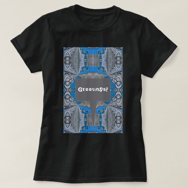 Psychedelic Fun Fractal Pattern & Text T-Shirt (Design Front)