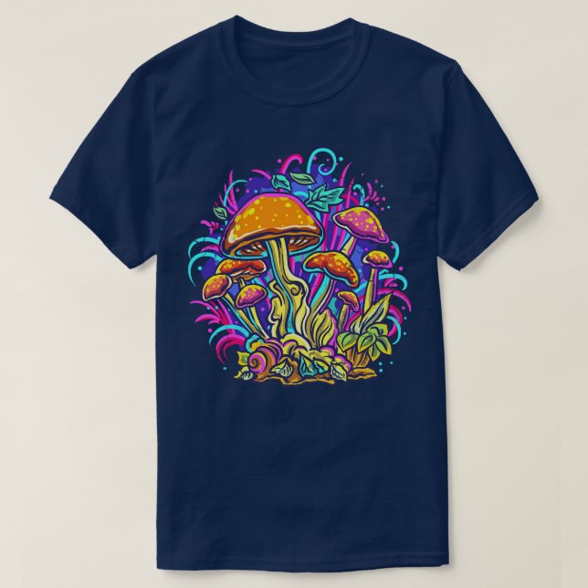 Psychedelic Fungi Mushrooms Trippy Colourful Art T-Shirt (Design Front)