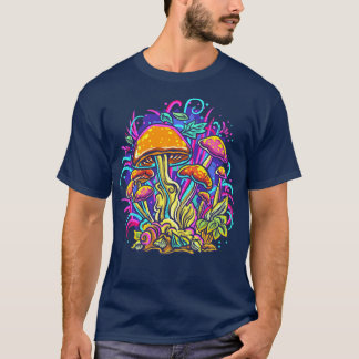 Psychedelic Fungi Mushrooms Trippy Colourful Art T-Shirt