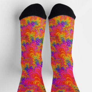 Psychedelic Funky Hippie Boho Neon Rainbow Fractal Socks