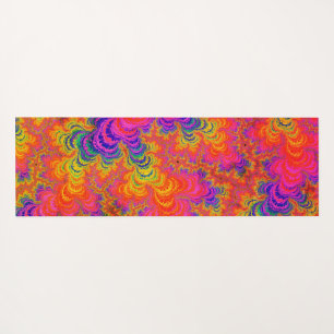 Psychedelic Funky Hippie Boho Neon Rainbow Fractal Yoga Mat