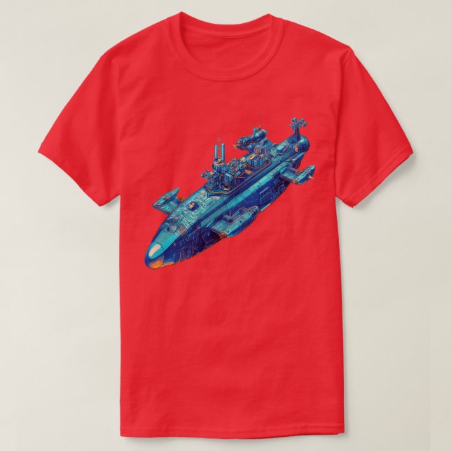 Psychedelic Futuristic Style Submarine T-Shirt (Design Front)