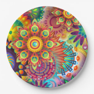 Psychedelic Garden Personalised Paper Plate