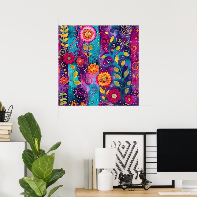 Psychedelic Garden – Whimsy in Bloom Poster (Home Office)