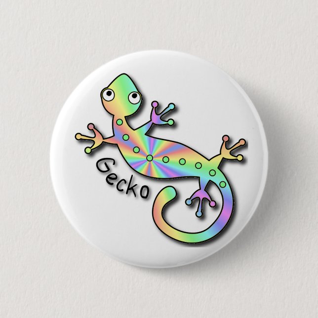 Psychedelic Gecko 6 Cm Round Badge (Front)