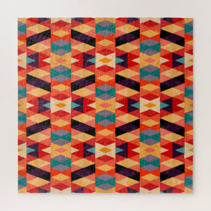 Psychedelic Geometric Background: Vintage Grunge. Jigsaw Puzzle