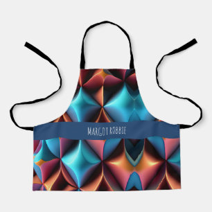 Psychedelic Geometric Honeycomb Blue  Pattern Apron