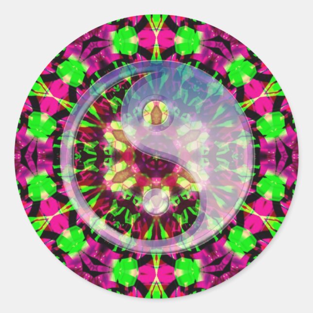 Psychedelic Geometric Yin Yang Sticker (Front)
