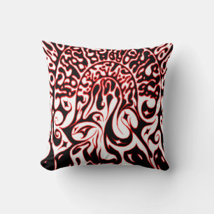 Psychedelic Ghost - Black White and Red Cushion