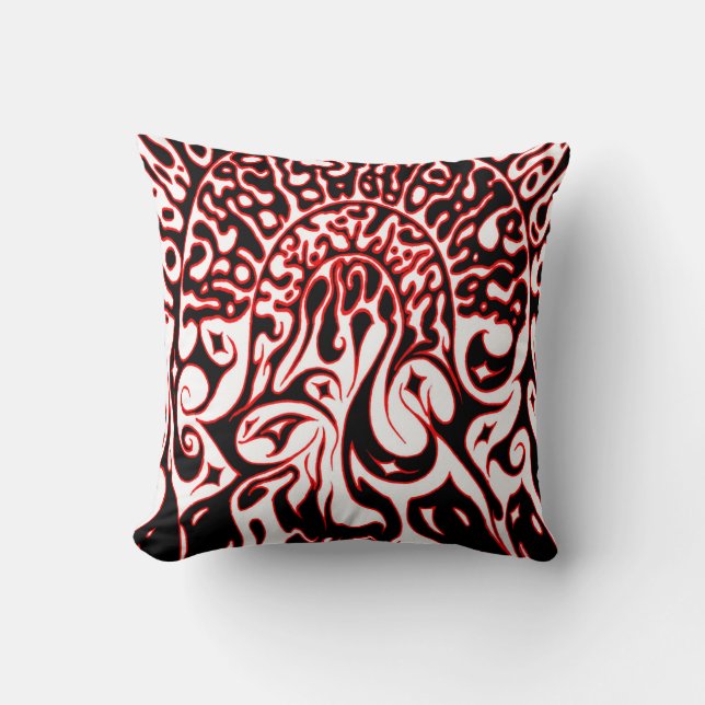 Psychedelic Ghost - Black White and Red Cushion (Front)
