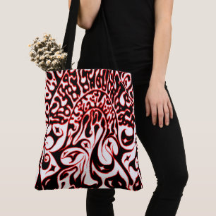 Psychedelic Ghost - Black White and Red Tote Bag