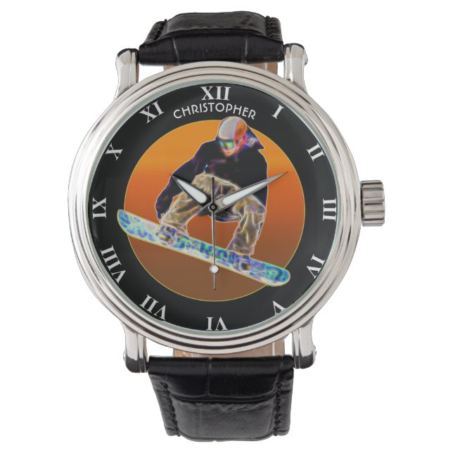 Psychedelic Glowing Snowboarding Snowboard Watch (Front)