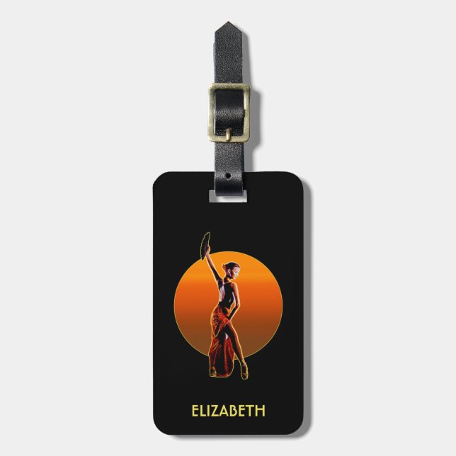 Psychedelic Glowing Spanish Flamenco Classic Dance Luggage Tag (Front Vertical)