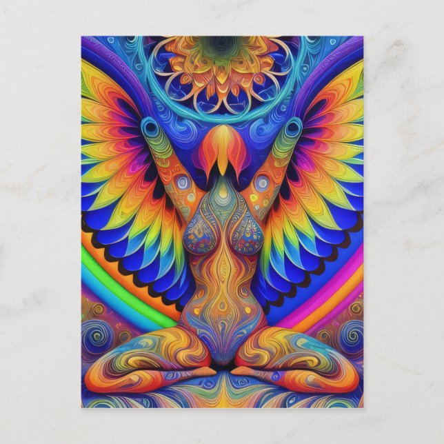 Psychedelic Goddess Colourful Postcard (Front)