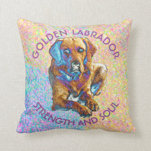 Psychedelic Golden Labrador Retriever Design Cushion