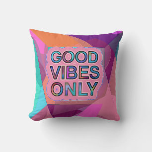 Psychedelic "Good Vibes Only" Text Graphic Cushion