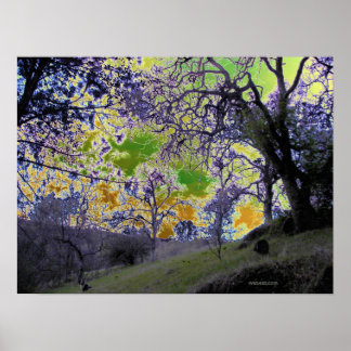 psychedelic green and yellow sky poster