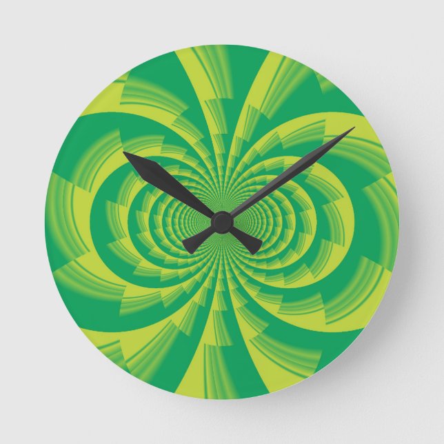 Psychedelic Green Art Round Clock (Front)