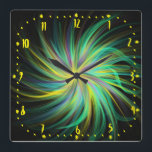 Psychedelic Green Funky Jazzy Trippy Abstract Art Square Wall Clock<br><div class="desc">Modern prophetic abstract art painting created live in christian corporate worship. This ethereal celestial space like abstract art flows with organic colourful aqua,  blue,  yellow and purple pink brush strokes on a black canvas. Painting created by artist Catherine Sweetman</div>