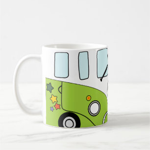 Psychedelic Green Kombi Taza - Retro van with Coffee Mug