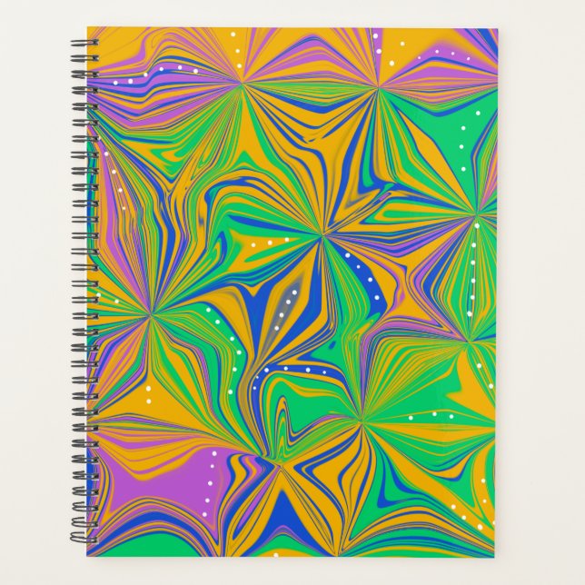 Psychedelic Green Mix Abstract Colourful Planner (Front)
