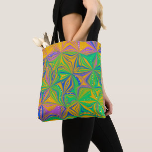 Psychedelic Green Mix Abstract Colourful Tote Bag