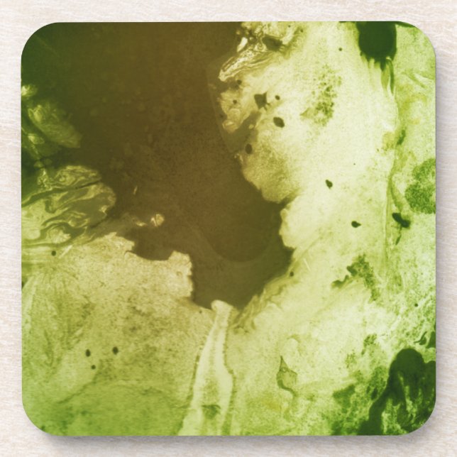 Psychedelic Green Paper Coaster (Front)