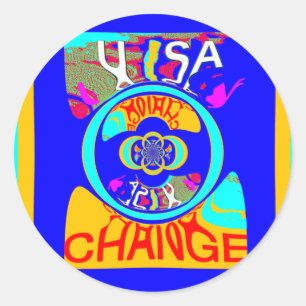 Psychedelic Groove: Pop Art Abstract Energy Classic Round Sticker