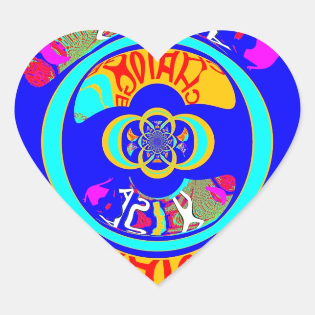 Psychedelic Groove: Pop Art Abstract Energy Heart Sticker (Front)