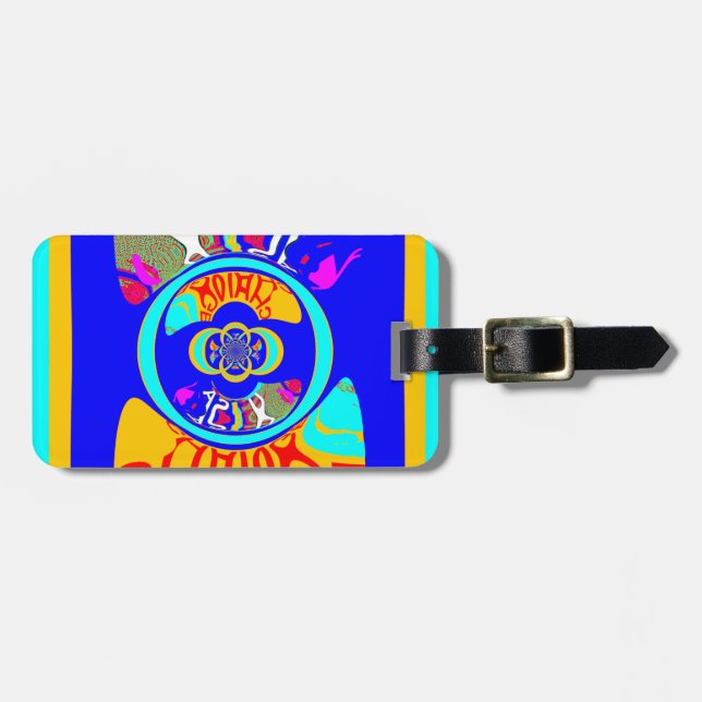 Psychedelic Groove: Pop Art Abstract Energy Luggage Tag (Front Horizontal)