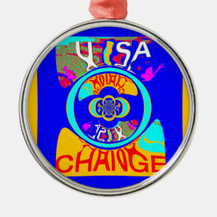 Psychedelic Groove: Pop Art Abstract Energy Metal Tree Decoration