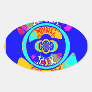 Psychedelic Groove: Pop Art Abstract Energy Oval Sticker