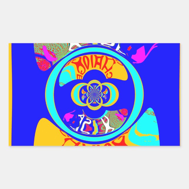 Psychedelic Groove: Pop Art Abstract Energy Rectangular Sticker (Front)