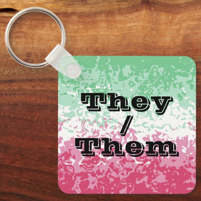 Psychedelic Groovy Abstract Abrosexual Pride Flag Key Ring (Front)