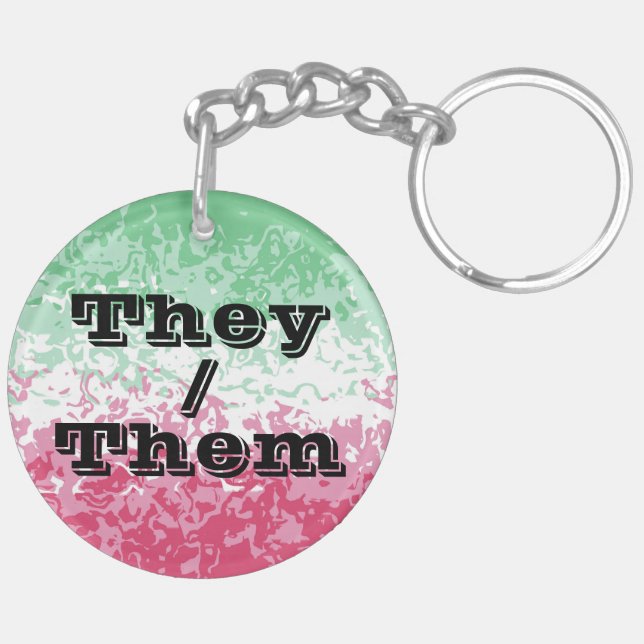 Psychedelic Groovy Abstract Abrosexual Pride Flag Key Ring (Back Left)