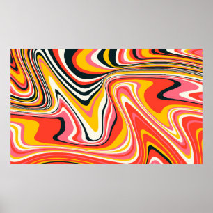 Psychedelic groovy background. Colourful abstract Poster