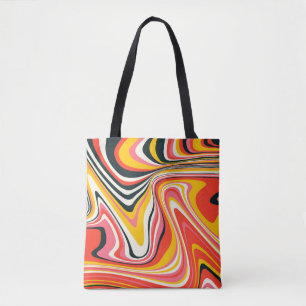 Psychedelic groovy background. Colourful abstract Tote Bag