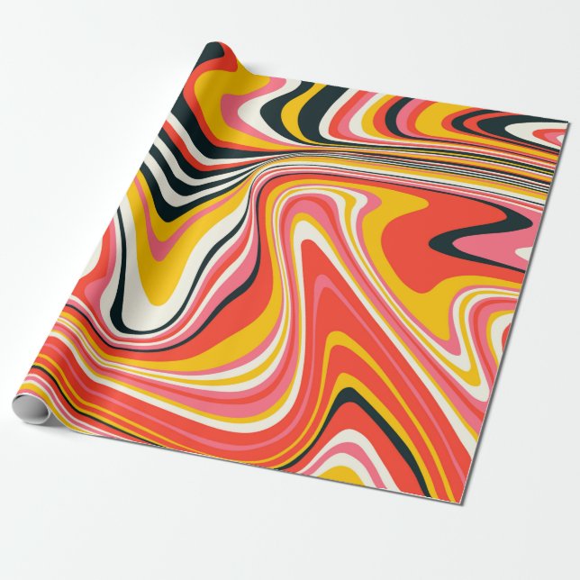 Psychedelic groovy background. Colourful abstract  Wrapping Paper (Unrolled)