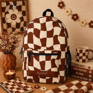 Psychedelic Groovy Chequerboard Printed Backpack