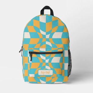 Psychedelic Groovy Chequerboard, Y2K 90s Printed Backpack