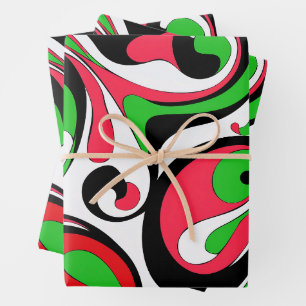 Psychedelic Groovy Christmas Swirls Wrapping Paper Sheet