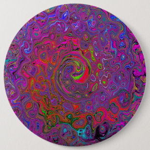 Psychedelic Groovy Magenta Retro Liquid Swirl 6 Cm Round Badge