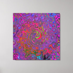 Psychedelic Groovy Magenta Retro Liquid Swirl Canvas Print