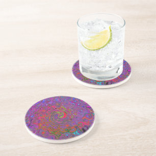 Psychedelic Groovy Magenta Retro Liquid Swirl Coaster